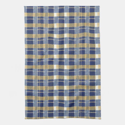 Blauw Goud Kerstmispatroon#7 ID1009 Theedoek (Verticaal)