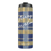 Blauw Goud Kerstmispatroon#7 ID1009 Thermosbeker (Voorkant)