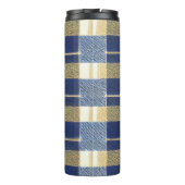 Blauw Goud Kerstmispatroon#7 ID1009 Thermosbeker (Achterkant)