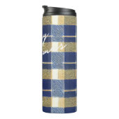 Blauw Goud Kerstmispatroon#7 ID1009 Thermosbeker (Geroteerd rechts)