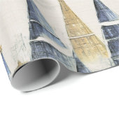 Blauw Goud Kerstmispatroon#8 ID1009 Cadeaupapier (Rol Hoek)