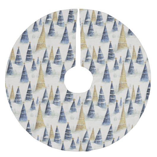 Blauw Goud Kerstmispatroon#8 ID1009 Kerstboom Rok (Voorkant)
