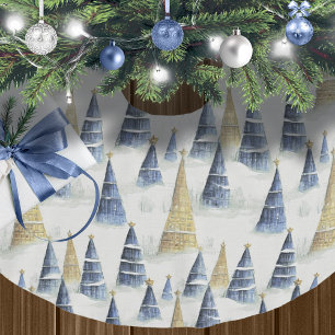 Blauw Goud Kerstmispatroon#8 ID1009 Kerstboom Rok