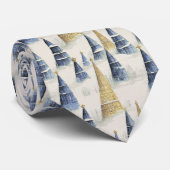 Blauw Goud Kerstmispatroon#8 ID1009 Stropdas (Opgerold)