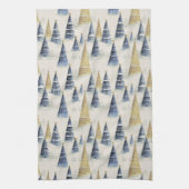 Blauw Goud Kerstmispatroon#8 ID1009 Theedoek (Verticaal)