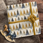 Blauw Goud Kerstmispatroon#9 ID1009 Cadeaupapier