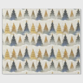 Blauw Goud Kerstmispatroon#9 ID1009 Cadeaupapier (Vlak)