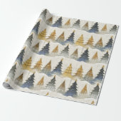 Blauw Goud Kerstmispatroon#9 ID1009 Cadeaupapier (Uitgerold)