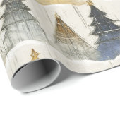 Blauw Goud Kerstmispatroon#9 ID1009 Cadeaupapier (Rol Hoek)