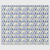 Blauw Goud Kerstpatroon#25 ID1009 Cadeaupapier (Vlak)