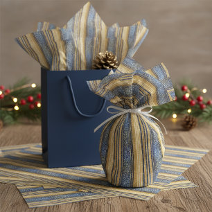 Blauw Goud Kerstpatroon#28 ID1009 Tissuepapier
