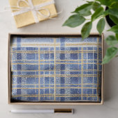 Blauw Goud Kerstpatroon#2 ID1009 Tissuepapier (Geschenk)