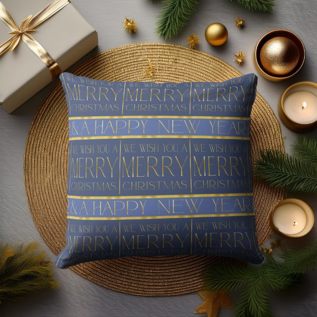 Blauw Goud Kerstpatroon#35b ID1009 Kussen (Creator heeft geüpload)