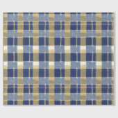 Blauw Goud Kerstpatroon#7 ID1009 Cadeaupapier (Vlak)