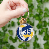 Blauw Goud kinder Team Kleuren Custom Volleybal Sleutelhanger (Hand)