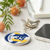 Blauw Goud kinder Team Kleuren Custom Volleybal Sleutelhanger (Zijkant)