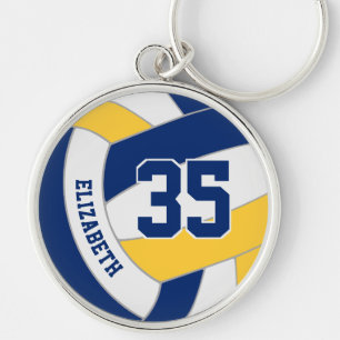 Blauw Goud kinder Team Kleuren Custom Volleybal Sleutelhanger