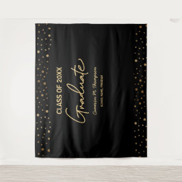 Blauw Goud Klas Afstudeerfoto Achtergrond Geslaagd Wandkleed
