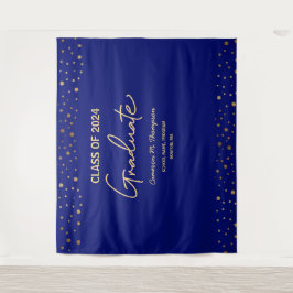 Blauw Goud Klas van 2024 Foto-achtergrond Afgestud Wandkleed