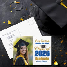 Blauw Goud Klas van 2026 Foto Afstudeerfeest