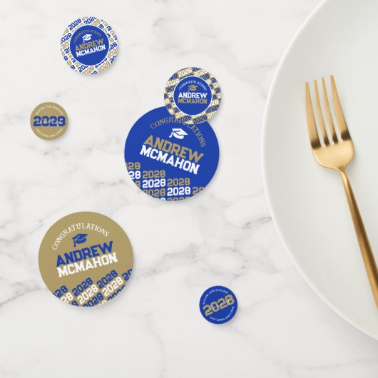 Blauw & Goud Klas van ELK JAAR Persoonlijk Feest Confetti (Groep)