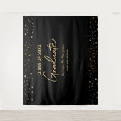 Blauw Goud Klasse Afstudeerfoto Achtergrond Geslaa Wandkleed (Voorkant)