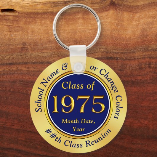 Blauw Goud, Klasse van 1975, 50e Klasse Reünie Fav Sleutelhanger (Voorkant)