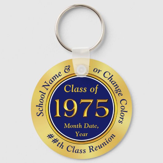 Blauw Goud, Klasse van 1975, 50e Klasse Reünie Fav Sleutelhanger (Achterkant)