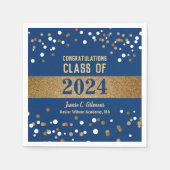 Blauw Goud Klasse van 2024 Custom Graduation Party Servet (Voorkant)