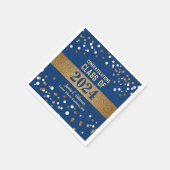 Blauw Goud Klasse van 2024 Custom Graduation Party Servet (Hoek)