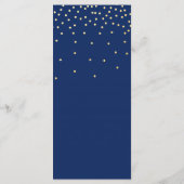 Blauw & Goud Kleine Confetti Trouwmenu Menu (Achterkant)