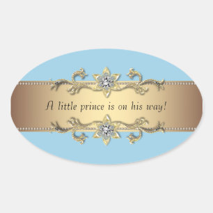 Blauw Goud Kleine Prins Envelop Seal Ovale Sticker