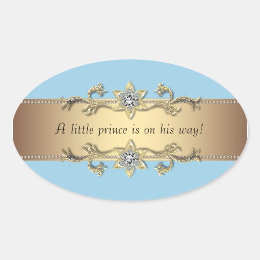 Blauw Goud Kleine Prins Envelop Seal Ovale Sticker (Voorkant)