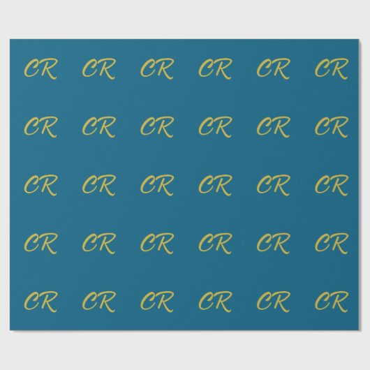 Blauw & Goud Kleur Monogram Modern Minimalistisch  Cadeaupapier (Vlak)