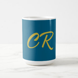 Blauw & Goud Kleur Monogram Modern Minimalistisch Koffiemok