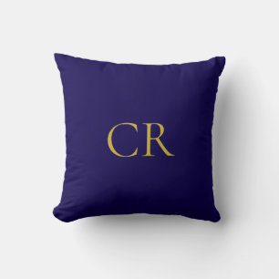 Blauw & Goud Kleur Monogram Modern Minimalistisch Kussen