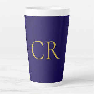 Blauw & Goud Kleur Monogram Modern Minimalistisch  Latte Mok
