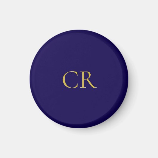 Blauw & Goud Kleur Monogram Modern Minimalistisch Magneet (Voorkant)