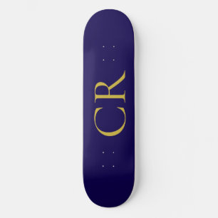 Blauw & Goud Kleur Monogram Modern Minimalistisch Persoonlijk Skateboard