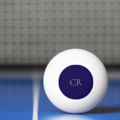Blauw & Goud Kleur Monogram Modern Minimalistisch Pingpongbal (Net)