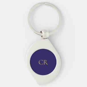 Blauw & Goud Kleur Monogram Modern Minimalistisch Sleutelhanger