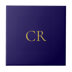 Blauw & Goud Kleur Monogram Modern Minimalistisch Tegeltje