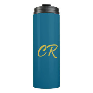 Blauw & Goud Kleur Monogram Moderne Minimalist  Thermosbeker