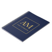Blauw Goud Kleuren Monogram Initiele Letters Naam Notitieboek (Linkerzijde)