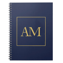 Blauw Goud Kleuren Monogram Initiele Letters Notitieboek