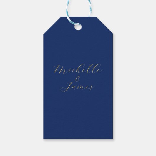 Blauw & Goud Kleuren Professioneel Moderne Naam Cadeaulabel (Voorkant)