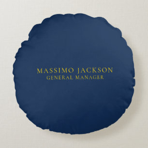 Blauw Goud Kleuren Professioneel Trendy Minimalist Rond Kussen