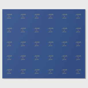Blauw & Goud Kleuren Professioneel Trendy Modern Cadeaupapier