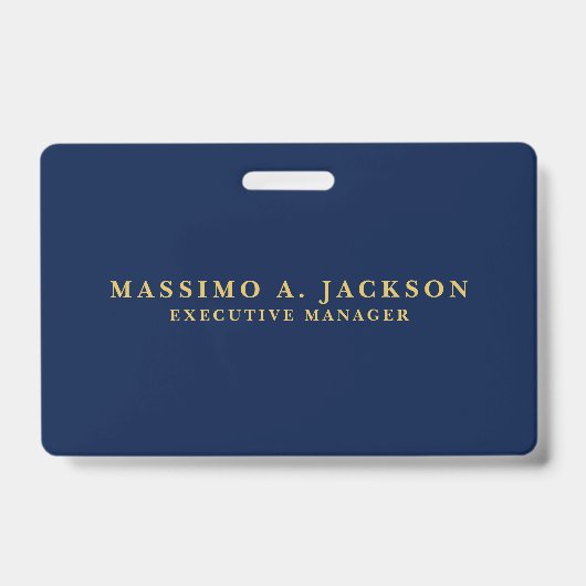 Blauw Goud Kleuren Professionele Moderne Effen Badge (Voorzijde)