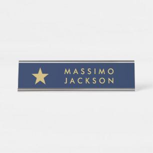 Blauw Goud Kleuren Professionele Trendy Goud Ster Bureau Naambordje